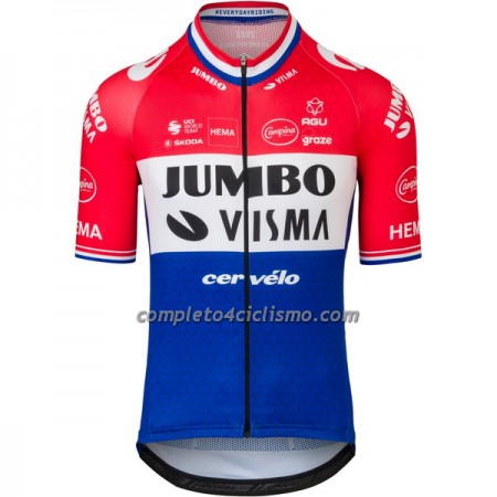 Maglia 2022 Jumbo-Visma Campione Olandese Manica Corta Maglia 2022 Jumbo-Visma Campione Olandese Manica Corta